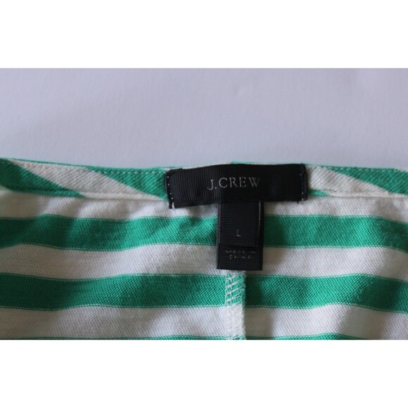 J. Crew Striped Tie Shoulder Dress Size L Green & White Stripes 100% Cotton - Picture 7 of 12
